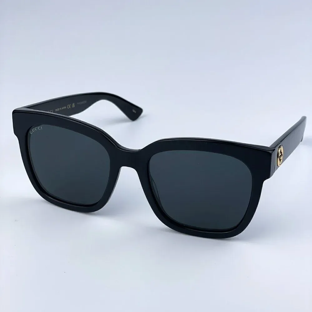 NEW GUCCI GG0034SN 001 Black Grey Square Women Sunglasses